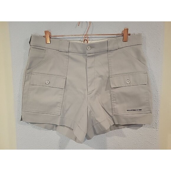 Vintage Sportif USA Porsche Exclusive Shorts Mens 36 Gray Cargo Pockets - Picture 3 of 6